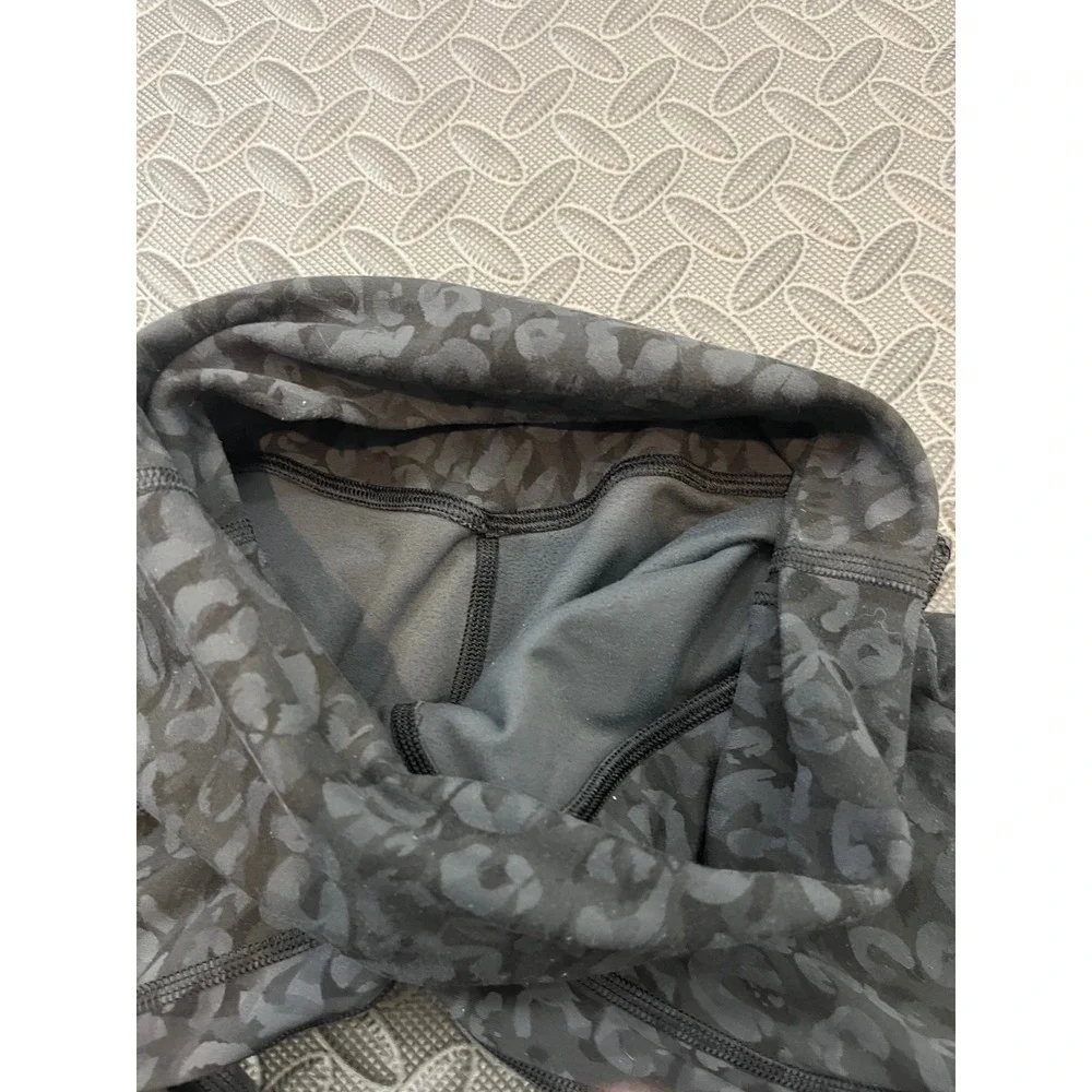 Lululemon Align Leggings 2 Black Gray Leopard Print High Rise 28 Inch Inseam